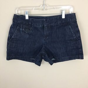 Loft Shorts Womens 4 Blue Denim Dark Wash Jean Zip Front